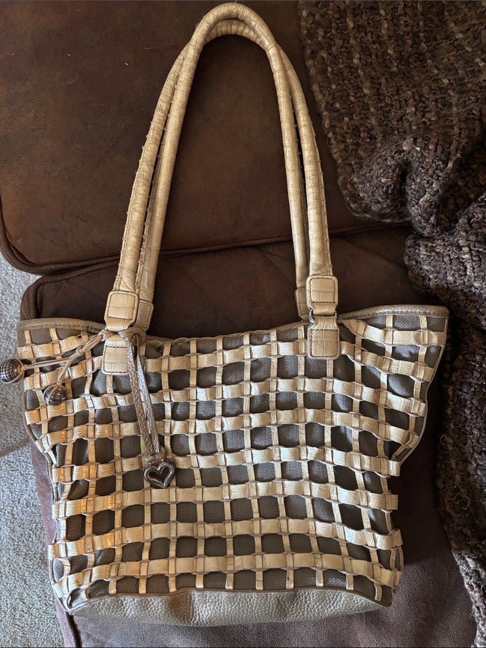 Brighton  Woven Tote with Heart Charm